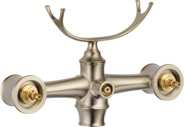 Brizo Traditional Brilliance® Brushed Nickel 2-Handle Freestanding Tub Filler Body Assembly Trim with Less Handles-0