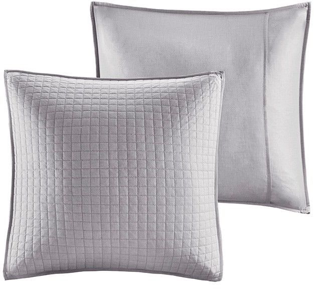 Olliix by Urban Habitat 7 Piece Grey Full/Queen Talia Elastic Embroidered Chambray Duvet Set-3