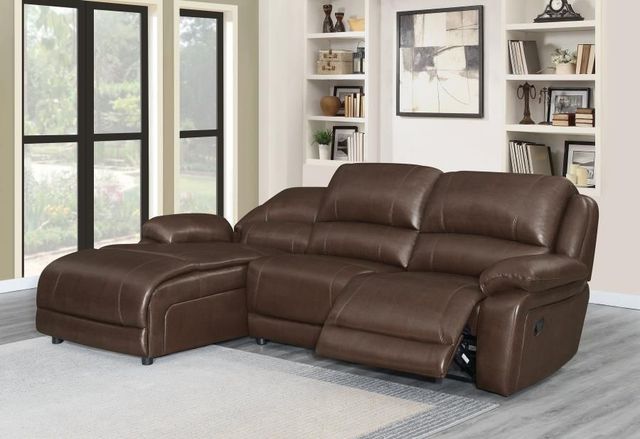 Coaster® Mackenzie 3-Piece Chestnut Reclining Sectional with Chaise-1