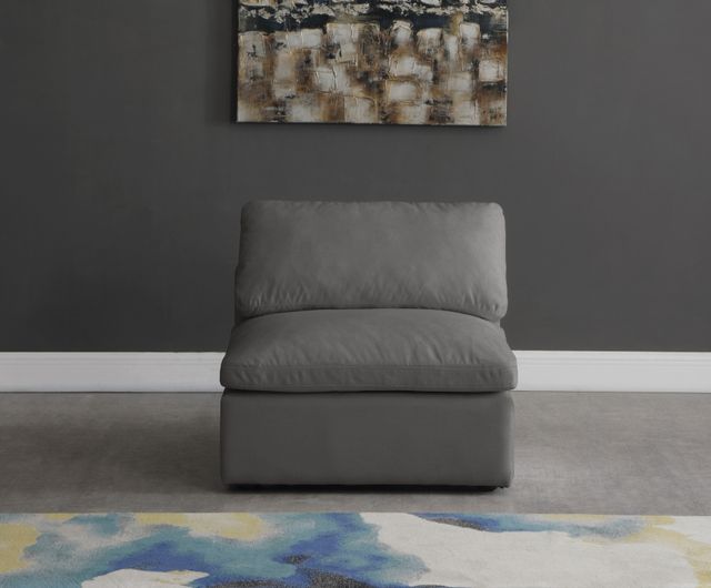 Meridian Furniture Plush Grey Velvet Standard Cloud Modular Armless Chair-3