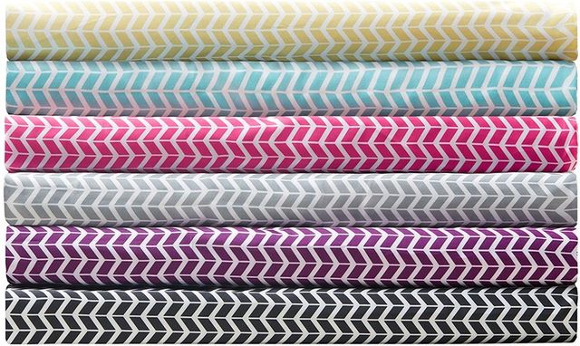 Olliix by Intelligent Design Grey Queen Chevron Printed Microfiber Sheet Set-4