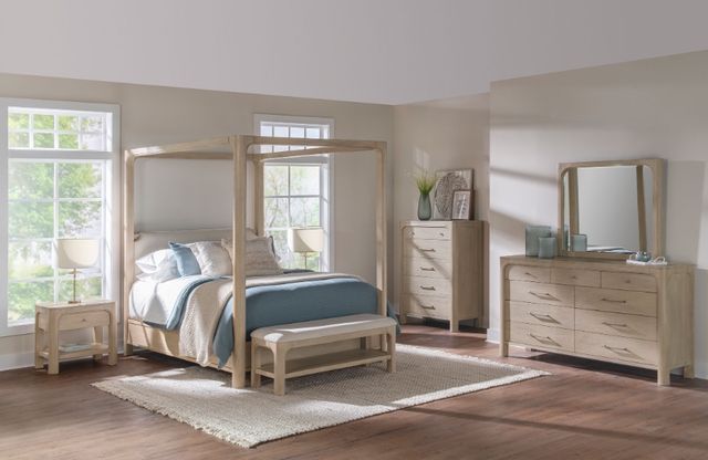 Coaster® Solano 5-Piece Beige/Weathered Mango Eastern King Upholstered Canopy Bedroom Set-1