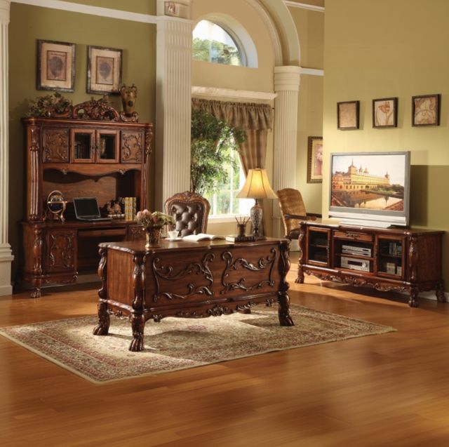 ACME Furniture Dresden Cherry Oak Executive Computer Desk with Hutch-1
