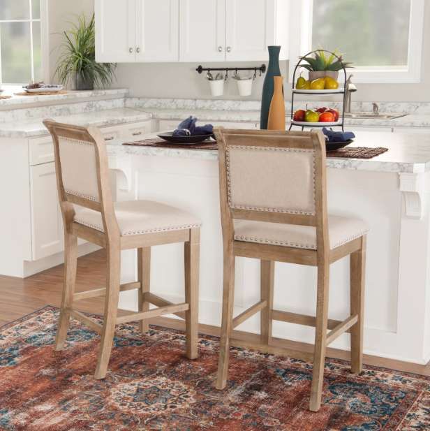 Linon Emmy Natural Upholstered Counter Stool-1