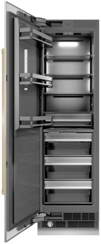ZLINE Autograph Edition 24 in. 12.4 Cu. Ft. Column Freezer in Stainless Steel with Graphite Gray Interior and Champagne Bronze Accents-1