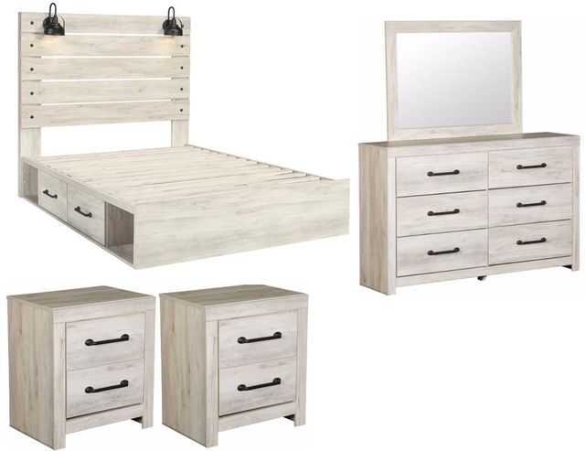 Signature Design by Ashley® Cambeck 5-Piece Whitewash King Panel Bed Set-0