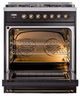 Ilve® Nostalgie II Noblesse 30" Glossy Black Pro Style Dual Fuel Range with Burnished Trim-3
