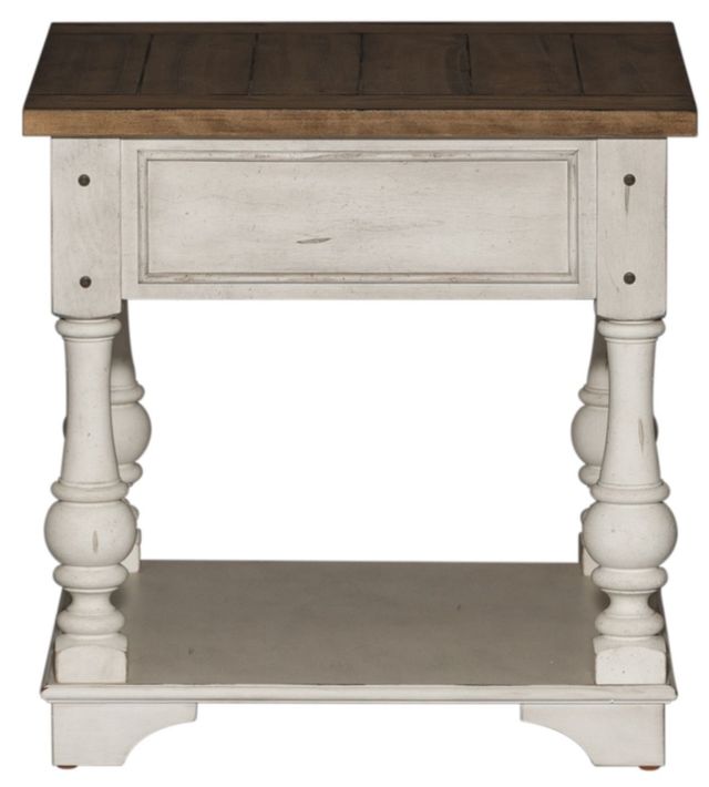Liberty Furniture Morgan Creek Wirebrushed Tobacco End Table with Antique White Base-3