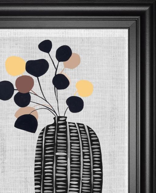 Classy Art Black/Gray Decorated Vase with Plant III by Melissa Wang Wall Art-1