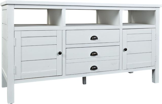 Jofran Inc. Artisan's Craft Distressed Weathered White 60" Media Console-0
