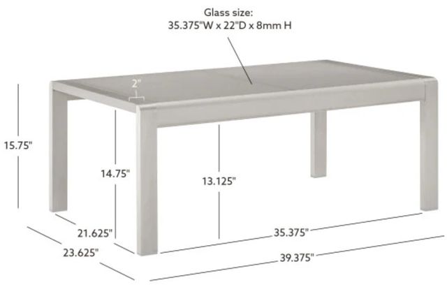 Linon Key Largo Gray Aluminum Glass Top Outdoor Coffee Table-1