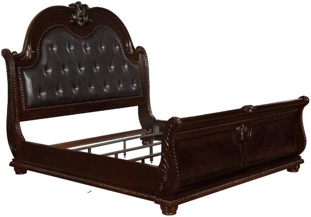 Crown Mark Stanley Brown King Upholstered Sleigh Bed-1