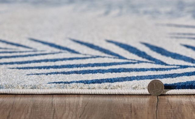 KAS Rugs Stella Ivory/Navy Fauna 5'x8' Area Rug-2