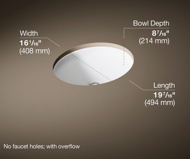 Kohler Canvas® White 19.44" Oval Undermount Bathroom Sink-3