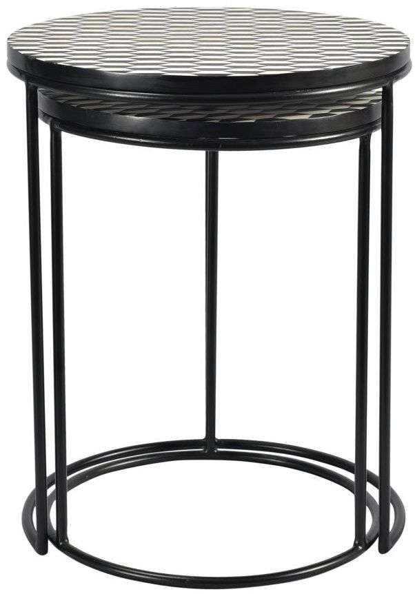 Moe's Home Collection Optic 2-Piece Black/White Nesting Tables-3