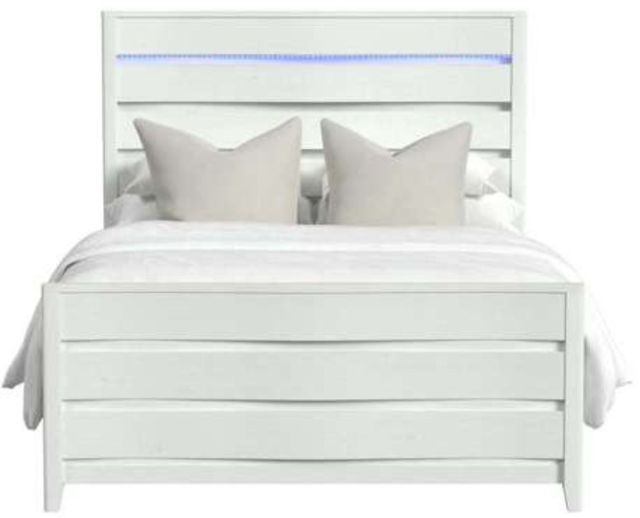 Elements International Tobias White Full Panel Bed with LED-3