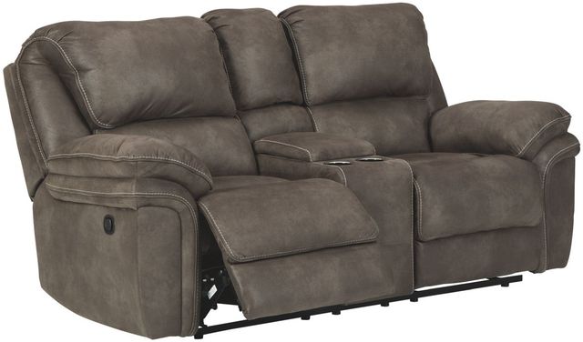 Benchcraft® Trementon Graphite Reclining Loveseat with Console-1