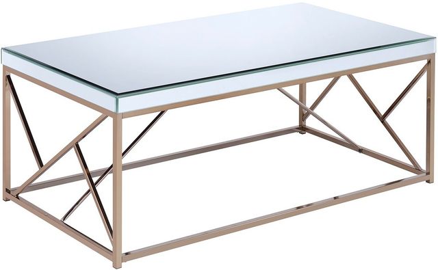 Steve Silver Co. Evelyn Mirrored Top Cocktail Table with Copper Chrome Base-0