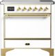 Ilve® Majestic III 36" White Pro Style Induction Range with Solid Door and Brass Trim-0