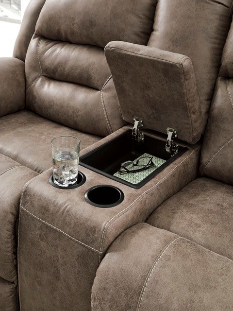 Signature Design by Ashley® Stoneland Fossil Power Double Reclining Loveseat with Console-3