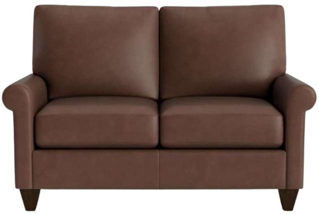 Bassett® Furniture Customizable True Custom® Leather Roll Arm Loveseat-1