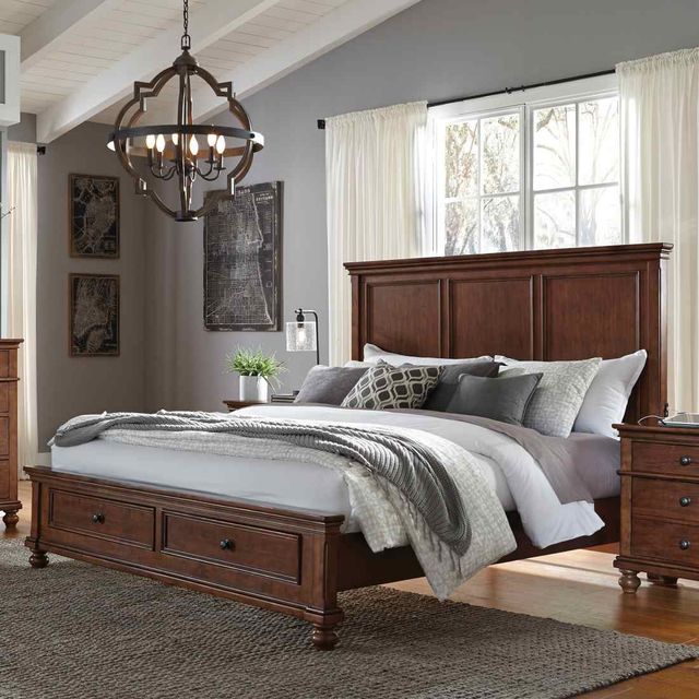 aspenhome® Oxford Whiskey Brown King Panel Storage Bed-2