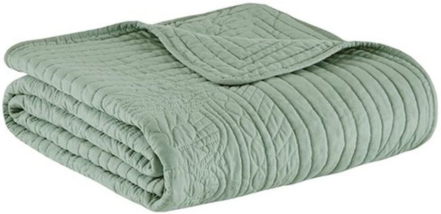 Olliix by Madison Park Tuscany Seafoam Oversized Quilted Throw with Scalloped Edges-1