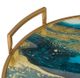 A & B Home Blue/Gold/White Abstract Pattern Round Mirrored Tray-3