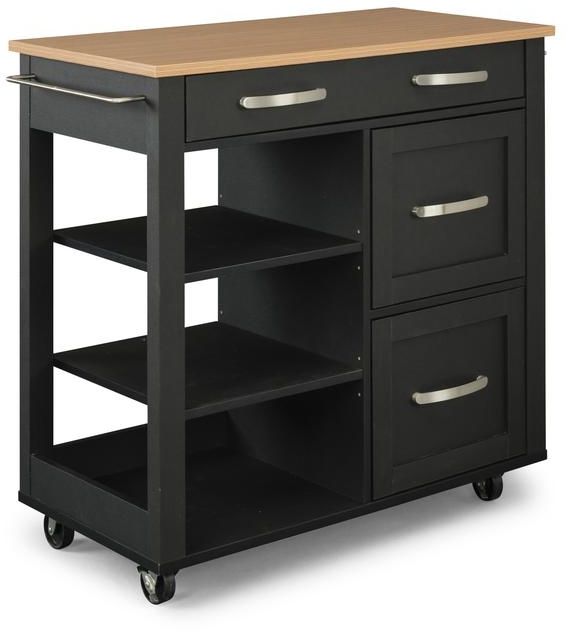 homestyles® Storage Plus Black Kitchen Cart-1