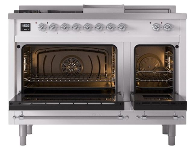 Ilve® Nostalgie II Noblesse 48'' Custom RAL Color Pro Style Dual Fuel Range with Chrome Trim-2