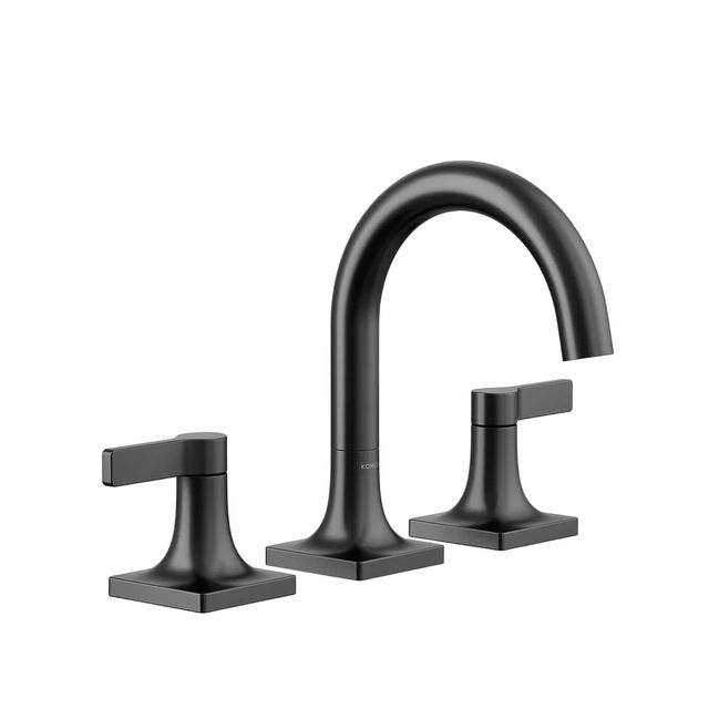 KOHLER® Venza® Matte Black 0.5 GPM Widespread Bathroom Sink Faucet-0