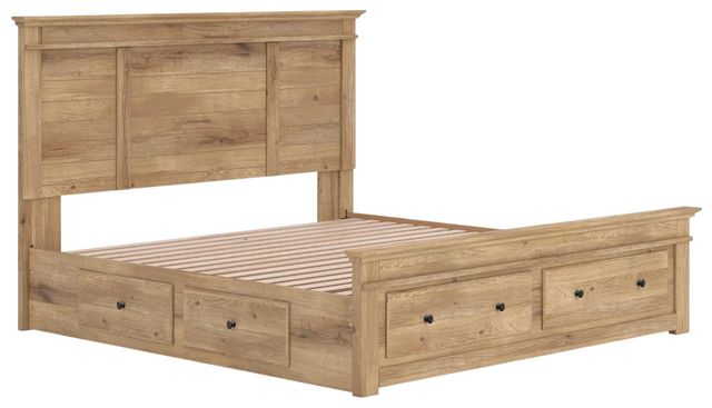 Signature Design by Ashley® Makidern Tan King Panel Bed with 6-Drawer Storage-2