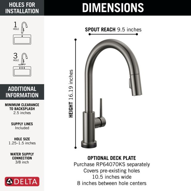 Delta Trinsic® Black Stainless VoiceIQ® Single-Handle Pull-Down Kitchen Faucet with Touch2O® Technology-2