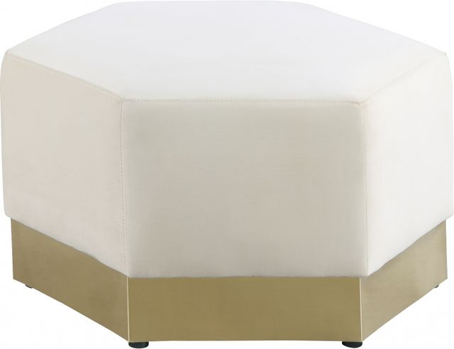 Meridian Furniture Marquis Cream Velvet Ottoman-1