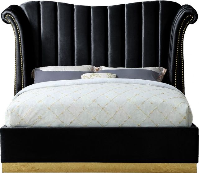 Meridian Furniture Flora Black Velvet King Bed-1
