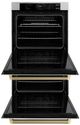 ZLINE Autograph Edition 30" Stainless Steel with Polished Gold Helix Handles Professional True Convection Double Wall Oven with Air Fry and Self Clean-2