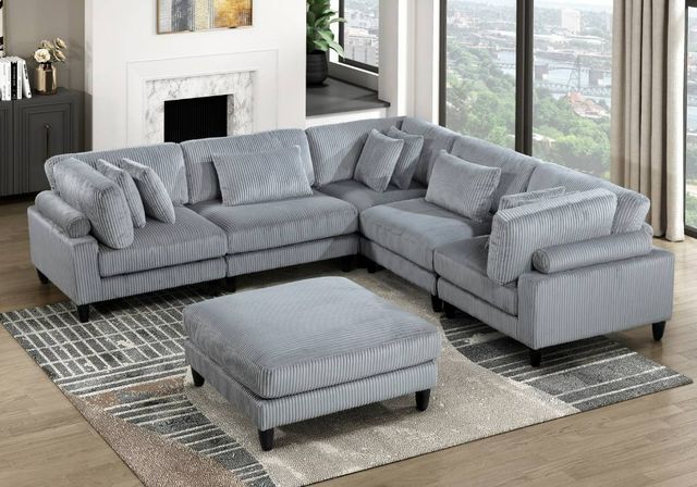 Homelegance® Robstown 6-Piece Gray 120" Modular Sectional with Ottoman-1
