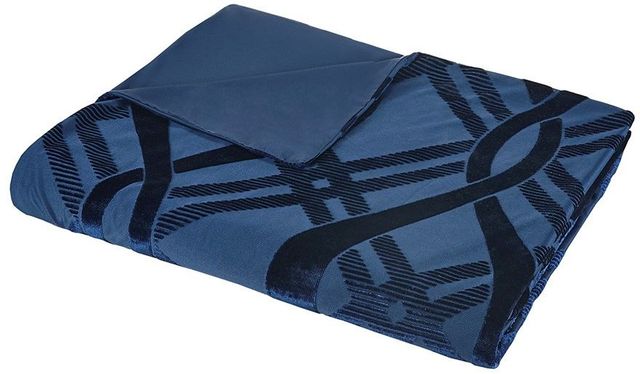 Olliix by Madison Park 3 Piece Navy King/California King Dolores Velvet Duvet Set-1