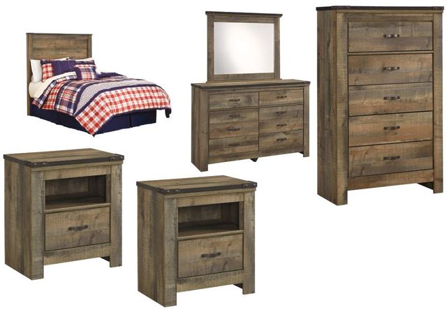 Signature Design by Ashley® Trinell 6-Piece Brown Full Panel Headboard Bed Set-0
