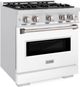ZLINE Classic 30" Satin Stainless Steel Pro Style Dual Fuel Range with White Matte Door-2