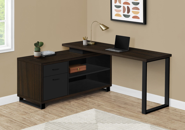 Monarch Specialties Inc. Black/Espresso L Shaped Computer Desk-2
