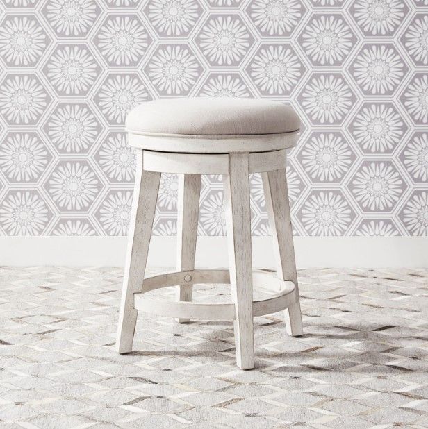 Liberty Furniture Modern Farmhouse Flea Market White/Gray Console Swivel Stool-1