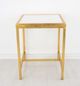 Zeugma Imports White Stone Top Side Table with Gold Leaf Base-3