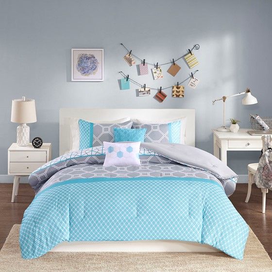 Olliix by Intelligent Design Clara Blue Twin/Twin Extra Large Comforter Set-0