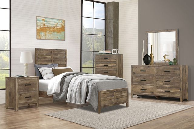 Mazin Furniture Mandan Weathered Pine Twin Panel Bed-2