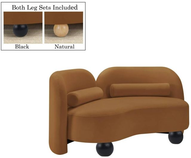 Meridian Furniture Daphne Saddle 64" Velvet Loveseat-1