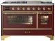 Ilve® Majestic III 48" Burgundy Pro Style Dual Fuel Natural Gas Range with Triple Glass Door and Brass Trim-0