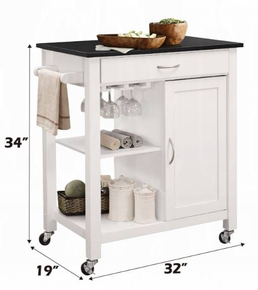 ACME Furniture Ottawa Black/White Kitchen Cart-2