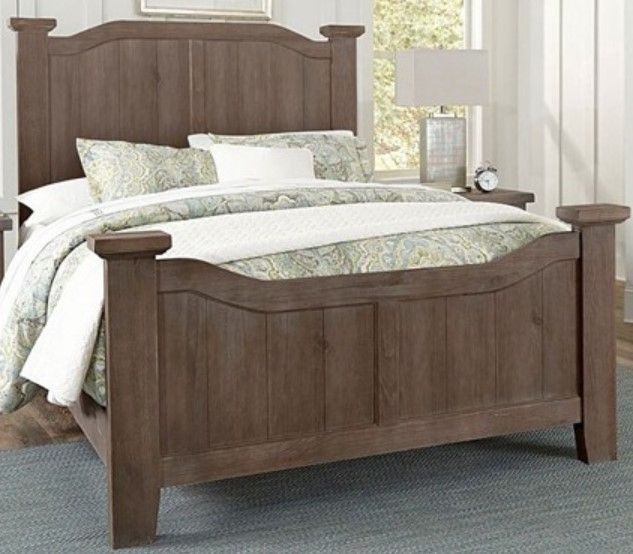 American Wholesale Furniture 5-Piece Lumbermill Saddle Grey Bedroom Set-1