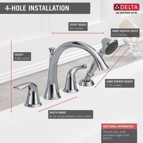 Delta Lahara® Chrome Roman Tub with Hand Shower Trim-1